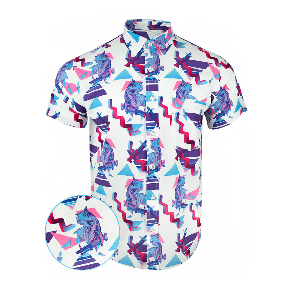 Prehistoric Button Down Shirt Tactical Shirt Hawaii Style Great Gifts For Dad