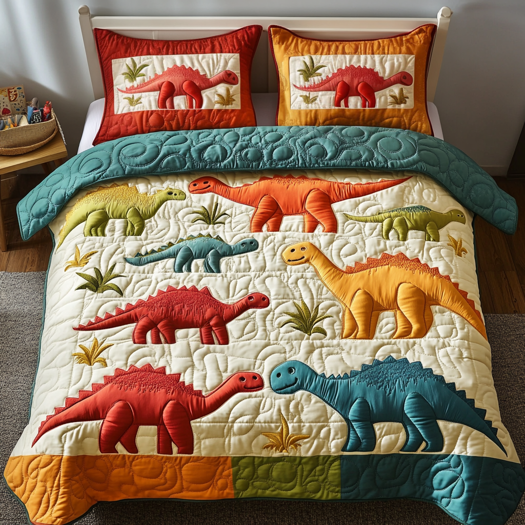 Prehistoric Pals Quilted Bedding Set Best Comforter Sets Dinosaur Presents