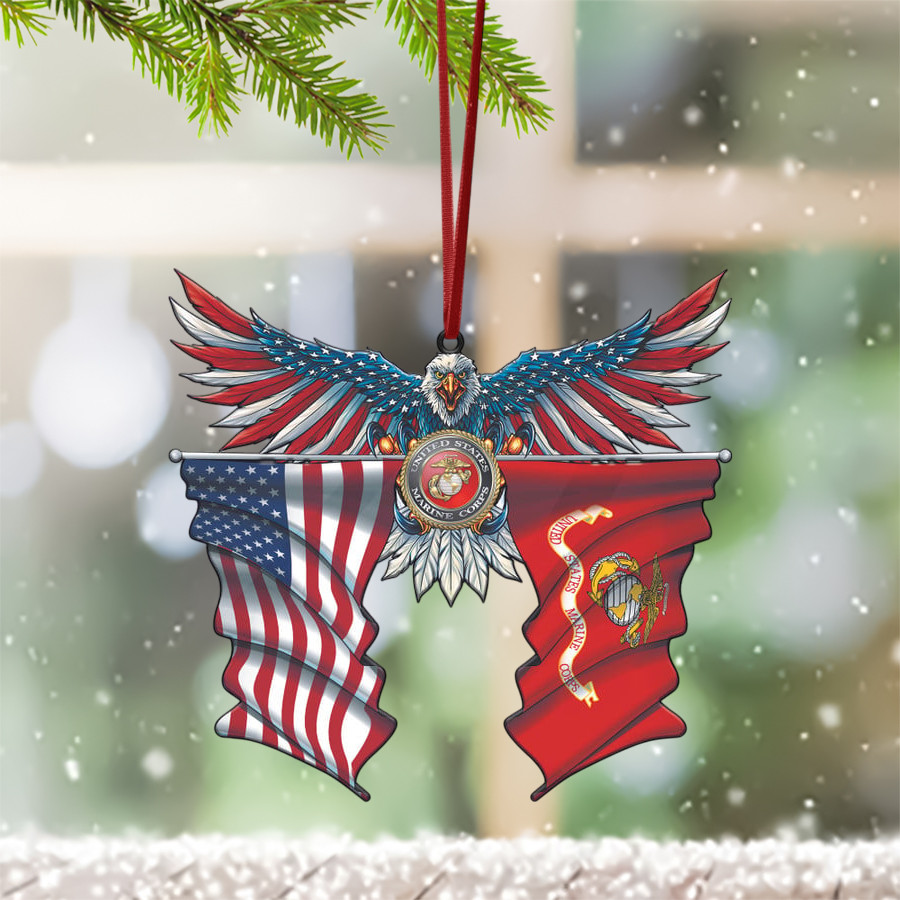 Premium Eagle US Veteran Ornament Proud Marines Tree Decorations Military Gifts