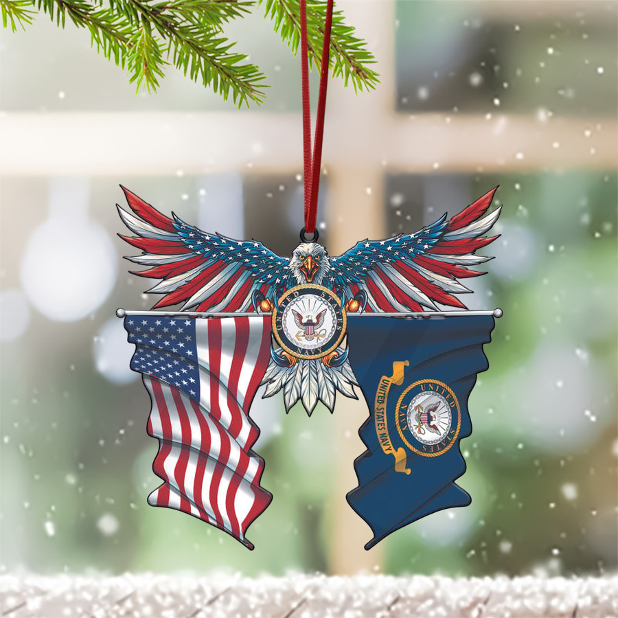Premium Eagle US Veteran Ornament Proud Veterans Decorations Holiday Tree Decor