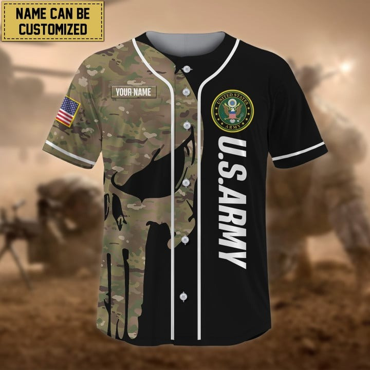 Premium Personalised Custom US Army Skeleton Baseball Jersey Best Gift For Friends and Husband Veterans