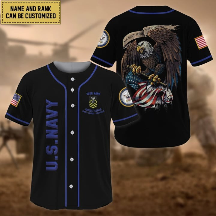 Premium Personalized Custom US Navy All Gave Some Baseball Jersey Proud Veteran Gift For Husband and Dad Veterans