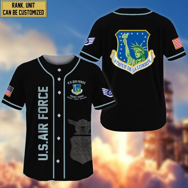 Premium Personalized US Air Force Custom Baseball Jersey Gift for Dad and Proud Army Veteran