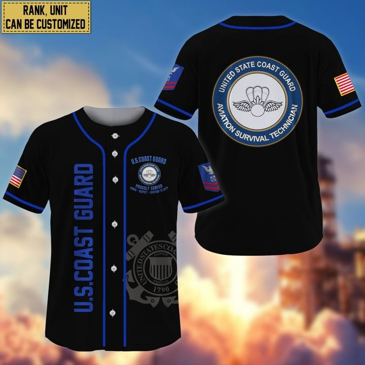 Premium Personalized US Coast Guard Custom Baseball Jersey Gift for Dad and Proud Army Veteran
