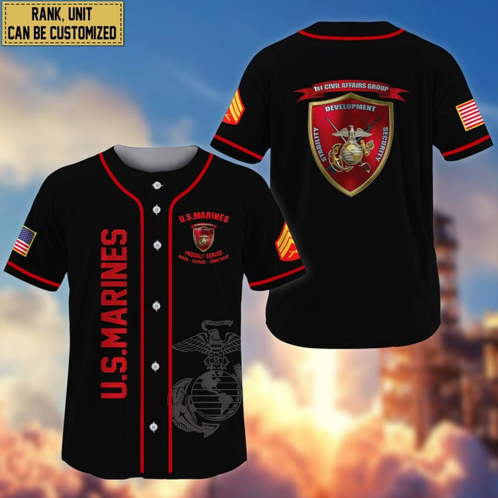 Premium Personalized US Marines Custom Baseball Jersey Gift for Dad and Proud Army Veteran