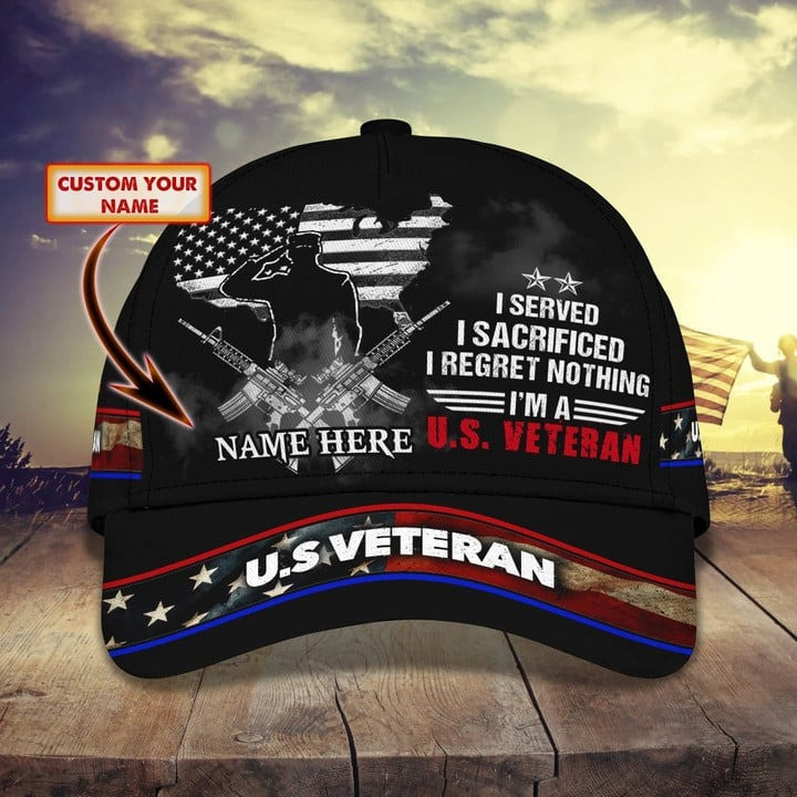 Premium Served US Veteran Cap Black Custom Perfect Gift For Friends and Husband and Dad on Veterans Day
