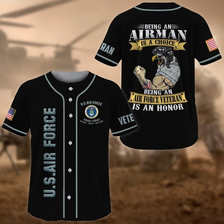 Premium US Air Force Being a Veteran Is an Honor Pride and Lifetime Commitment Baseball Jersey Unique Army Veteran Gift Idea For Husband and Dad