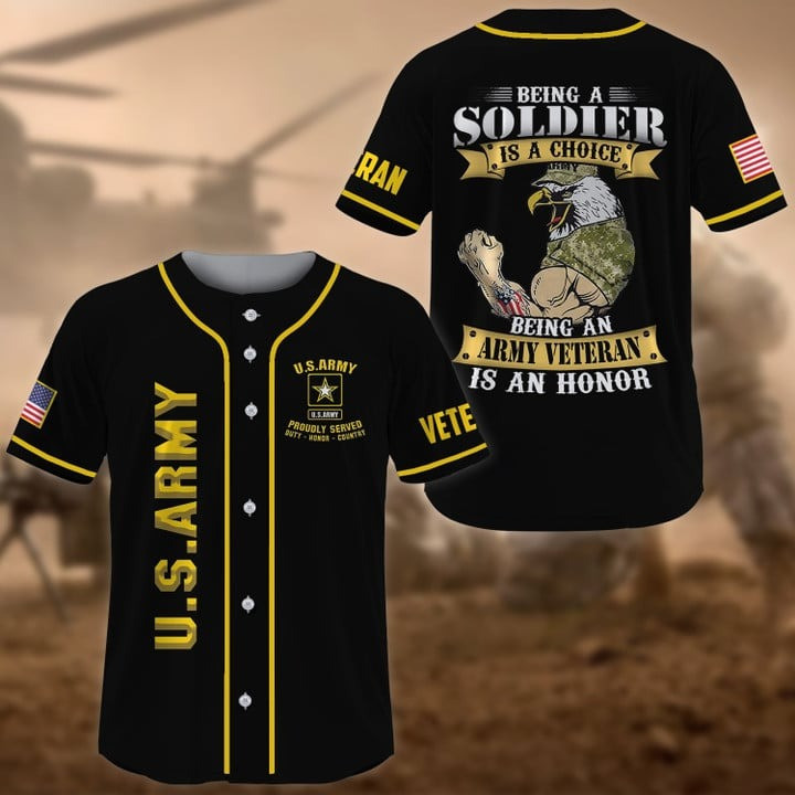 Premium US Army Being a Veteran Is an Honor Pride and Lifetime Commitment Baseball Jersey Unique Army Veteran Gift Idea For Husband and Dad