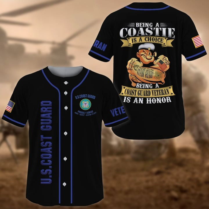 Premium US Coast Guard Being a Veteran Is an Honor Pride and Lifetime Commitment Baseball Jersey Unique Army Veteran Gift Idea For Husband and Dad