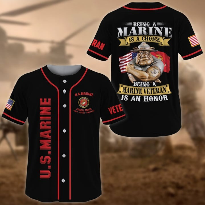 Premium US Marines Being a Veteran Is an Honor Pride and Lifetime Commitment Baseball Jersey Unique Army Veteran Gift Idea For Husband and Dad