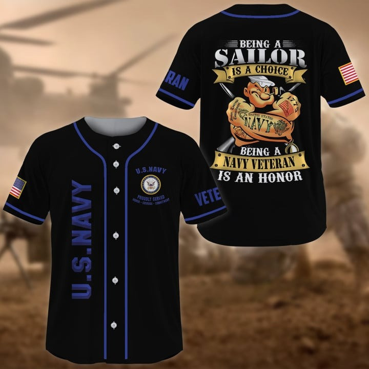 Premium US Navy Being a Veteran Is an Honor Pride and Lifetime Commitment Baseball Jersey Unique Army Veteran Gift Idea For Husband and Dad