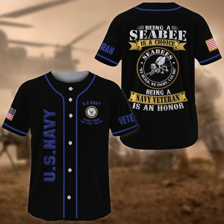 Premium US Seabees Being a Veteran Is an Honor Pride and Lifetime Commitment Baseball Jersey Unique Army Veteran Gift Idea For Husband and Dad