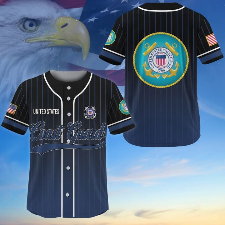 Premium US Veterans Coast Guard Baseball Jersey Perfect Gift for Dad and Veteran Heroes
