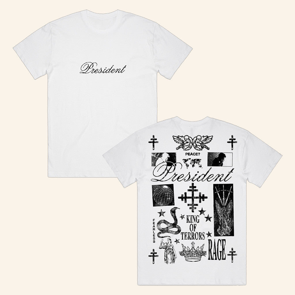 President Band Merch King Of Terrors Script White T-Shirt Gift Ideas For Fans President Band Merch King Of Terrors Script White T-Shirt Gift Ideas For Fans