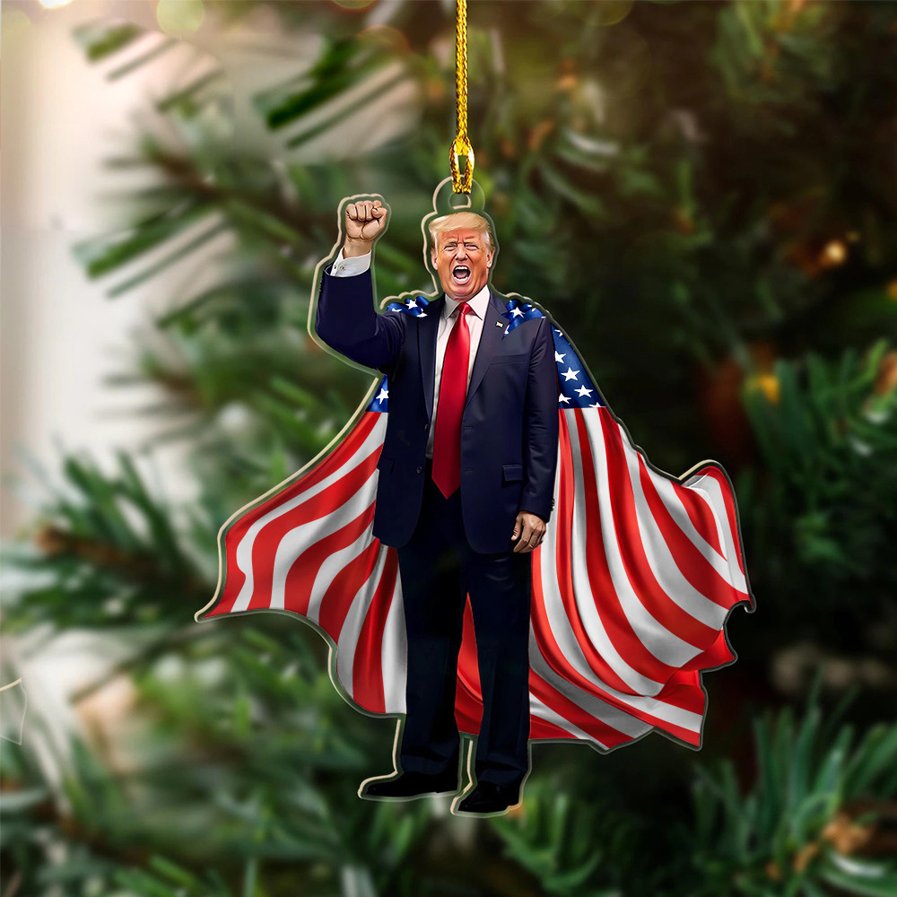 President Donald Trump 2024 Christmas Ornament Shape I Stand With Trump
