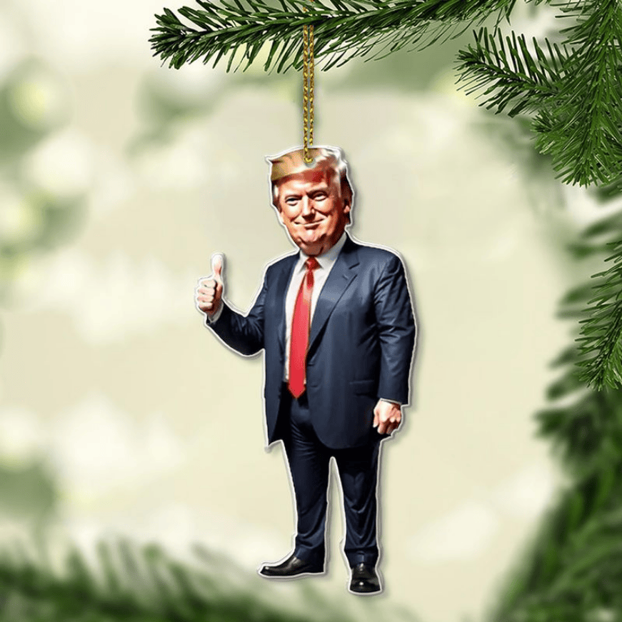 President Trump Acrylic Christmas 45 47 US Pride Christmas Gift for Conservative Supporters
