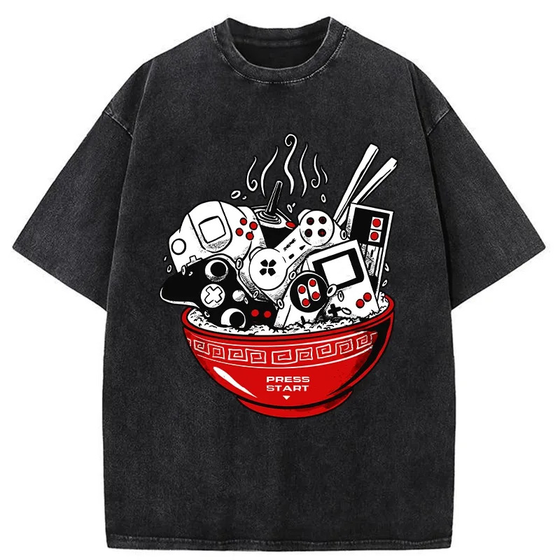 Press To Start The Game Washed T-Shirt Funny Aesthetic Trendy Apparel Gifts For Sister