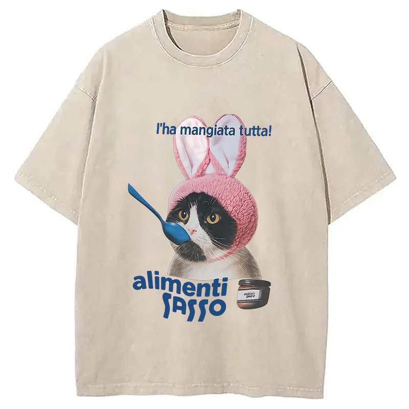 Pretend To Be A Bunny Kitten Washed T-Shirt Retro Humor Outfit Idea Gifts For Her