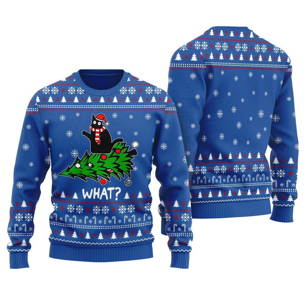 Pretty Black Cat Ugly Xmas Sweater Royal Lovely Christmas Sweater Gift for Mom or Grandma