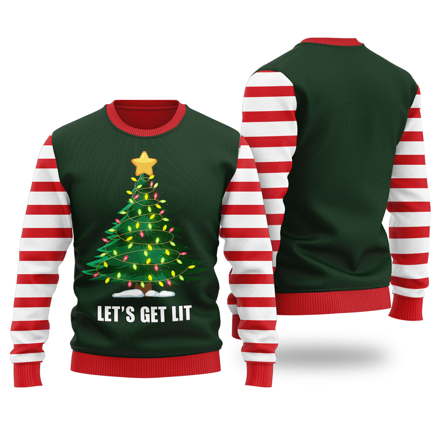 Pretty Get Lit Christmas Sweater Ugly Sweater Comfortable Holiday Sweater for Chilly Nights