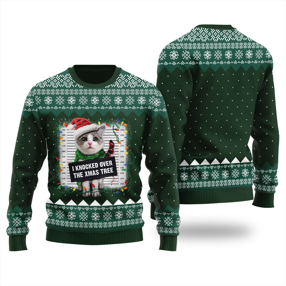Pretty Kitty Trouble Mens Ugly Christmas Sweater Perfect Holiday Gift Merch for Sweater Lovers