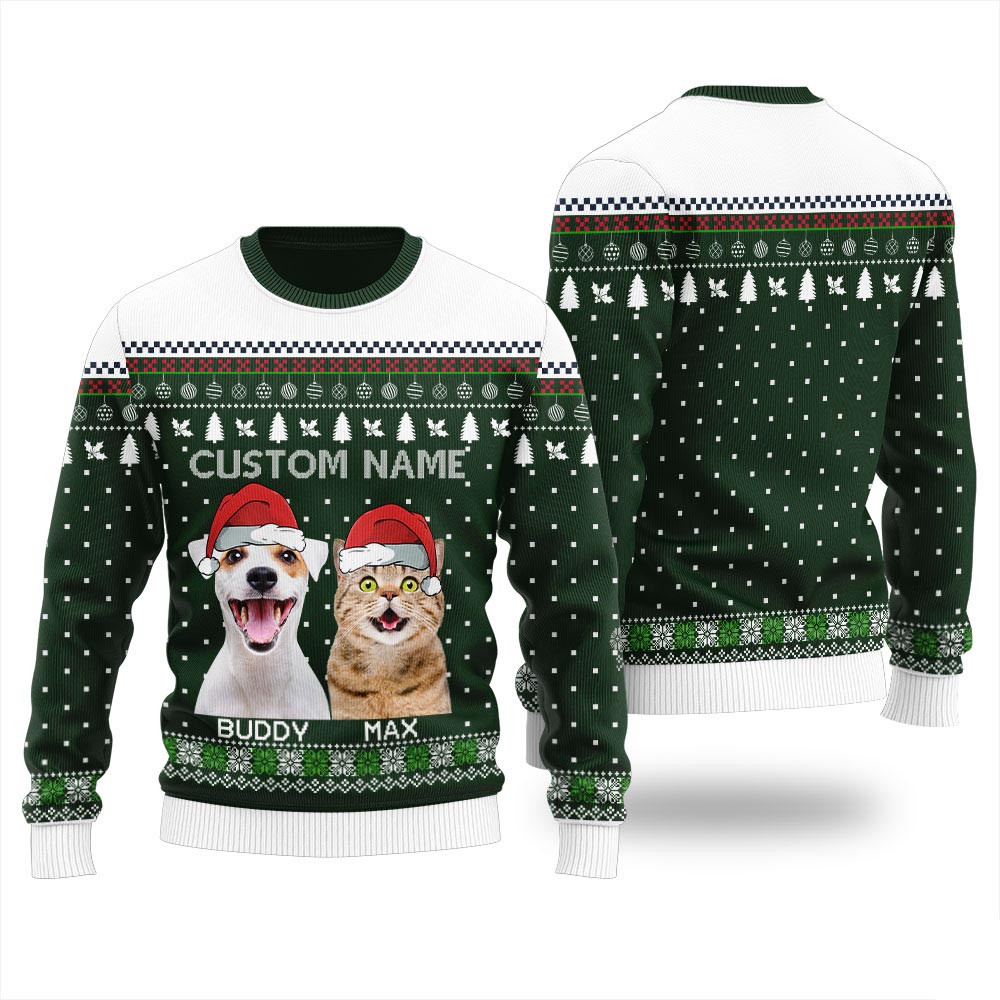 Pretty Santa Paws Personalized Cat Christmas Sweater Best Ugly Sweaters For Christmas