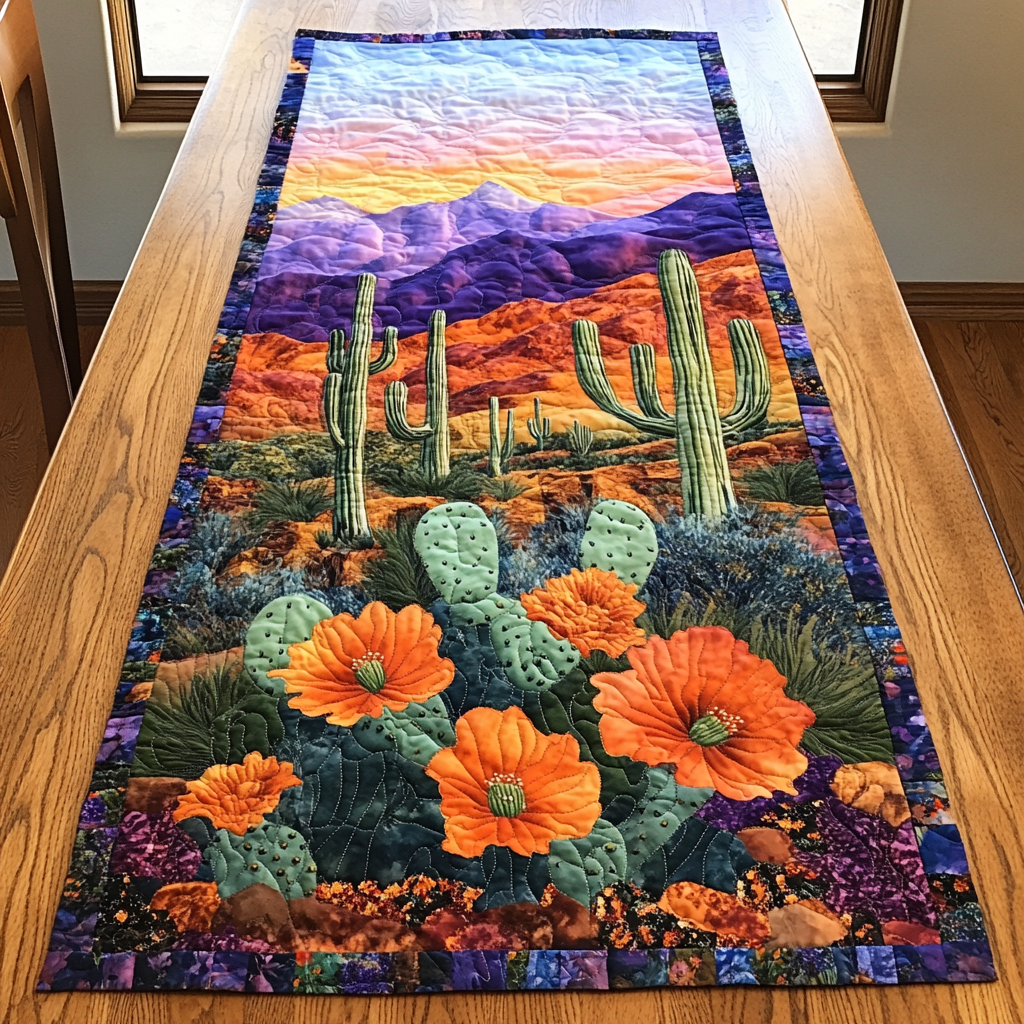 Prickly Beauty Quilted Table Runner Dining Room Decor Ideas Great CactusLover Gifts