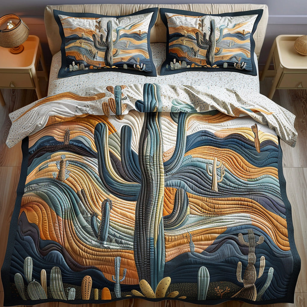 Prickly Charm Quilted Bedding Set Duvet Cover Bed Sheet Set Cactus Birthday Gift