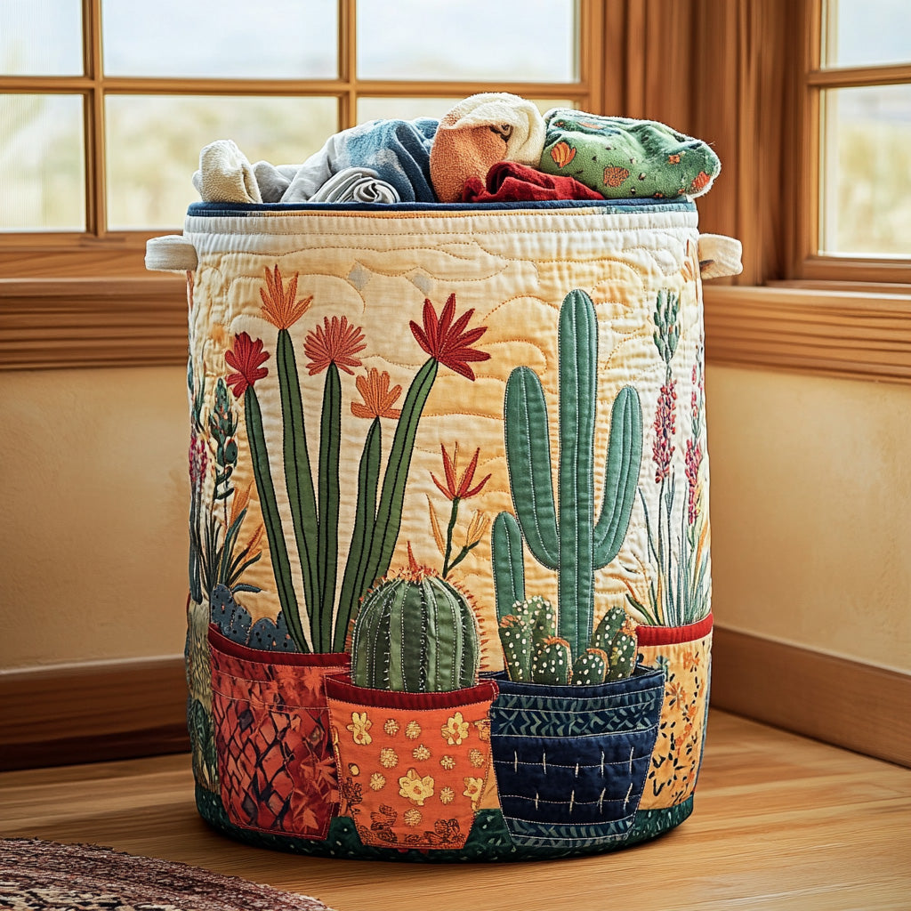Prickly Charm Quilted Laundry Basket Valentine'™s Day Merch Gift
