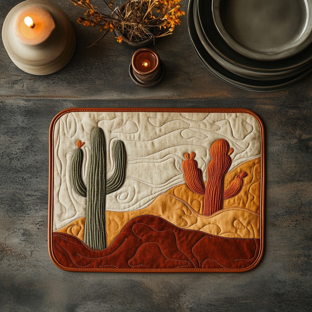 Prickly Charm Quilted Placemat Christmas Kitchen Decor Cactus Themed Gifts