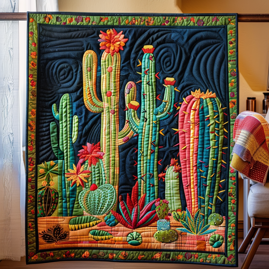 Prickly Paradise Quilted Blanket Cute Blankets For Adults