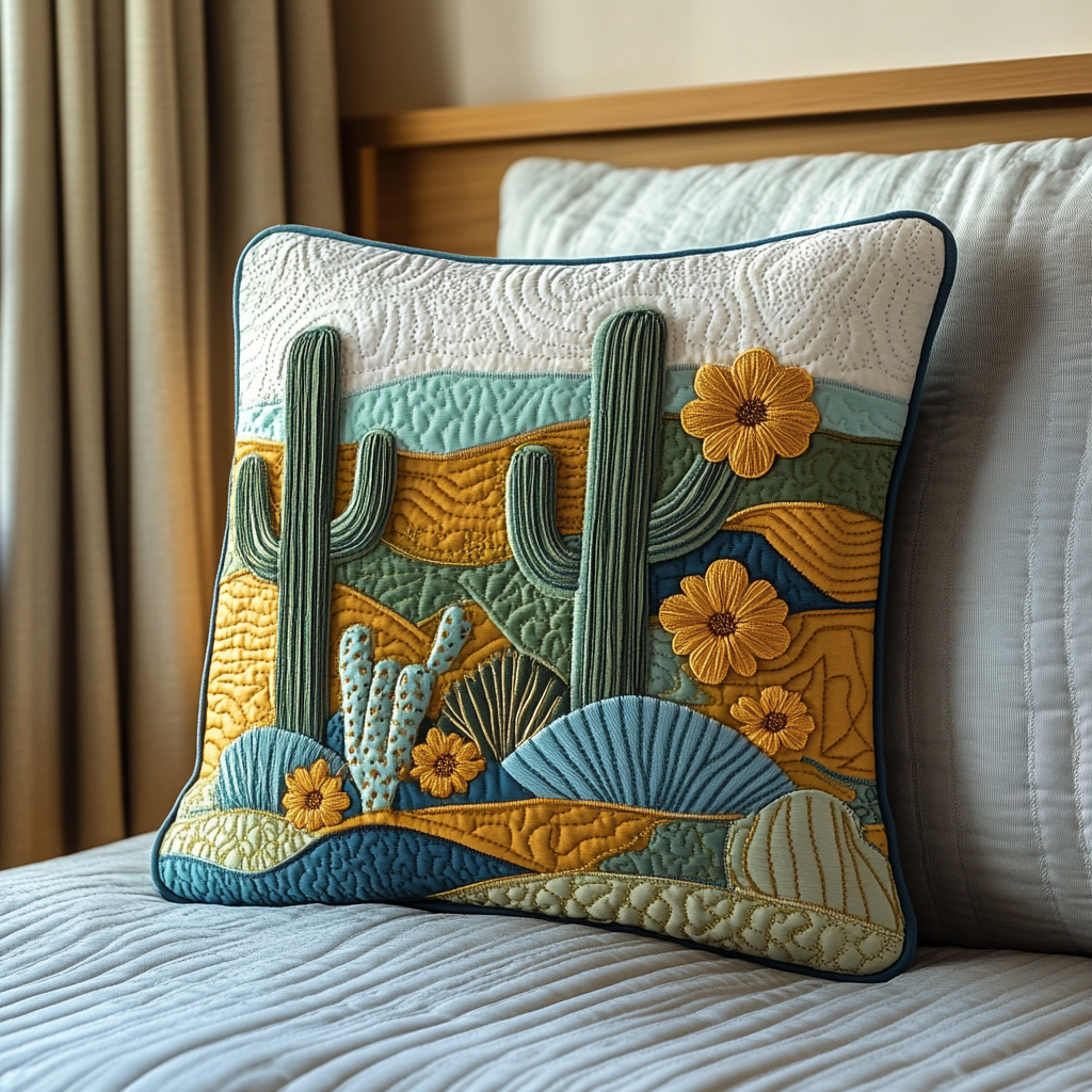 Prickly Paradise Quilted Pillow Case Decorative Pillow Covers Cactus Inspired Gifts