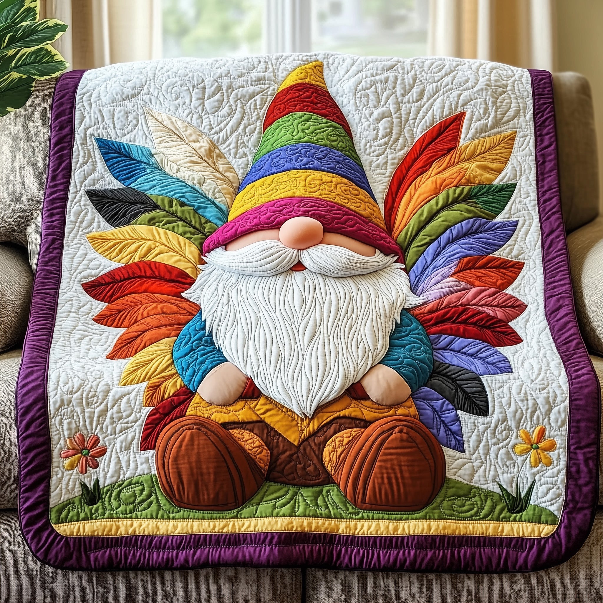 Pride Gnome Magic Quilted Blanket Merchandise Throw BlanketBirthday Gifts For Mom From Daughter