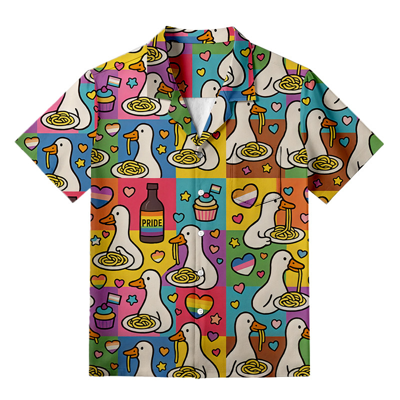 Pride Japanese Goose Eat Spaghetti Aloha Hawaiian Shirt Funny Shirt Gifts For Goose Lover