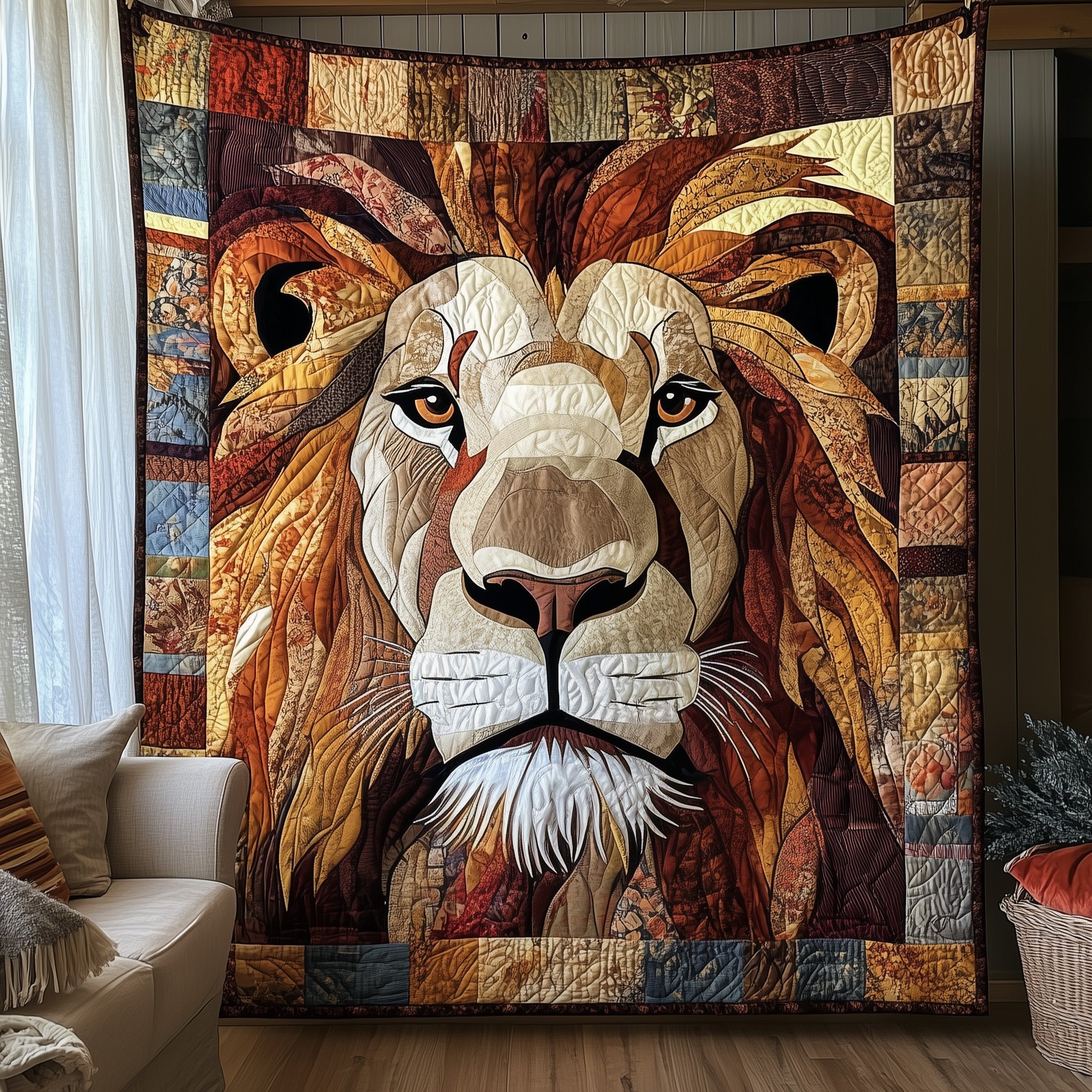 Pride of the Wild Quilted Blanket Merchandise Throw BlanketCute Lion Presents Christmas