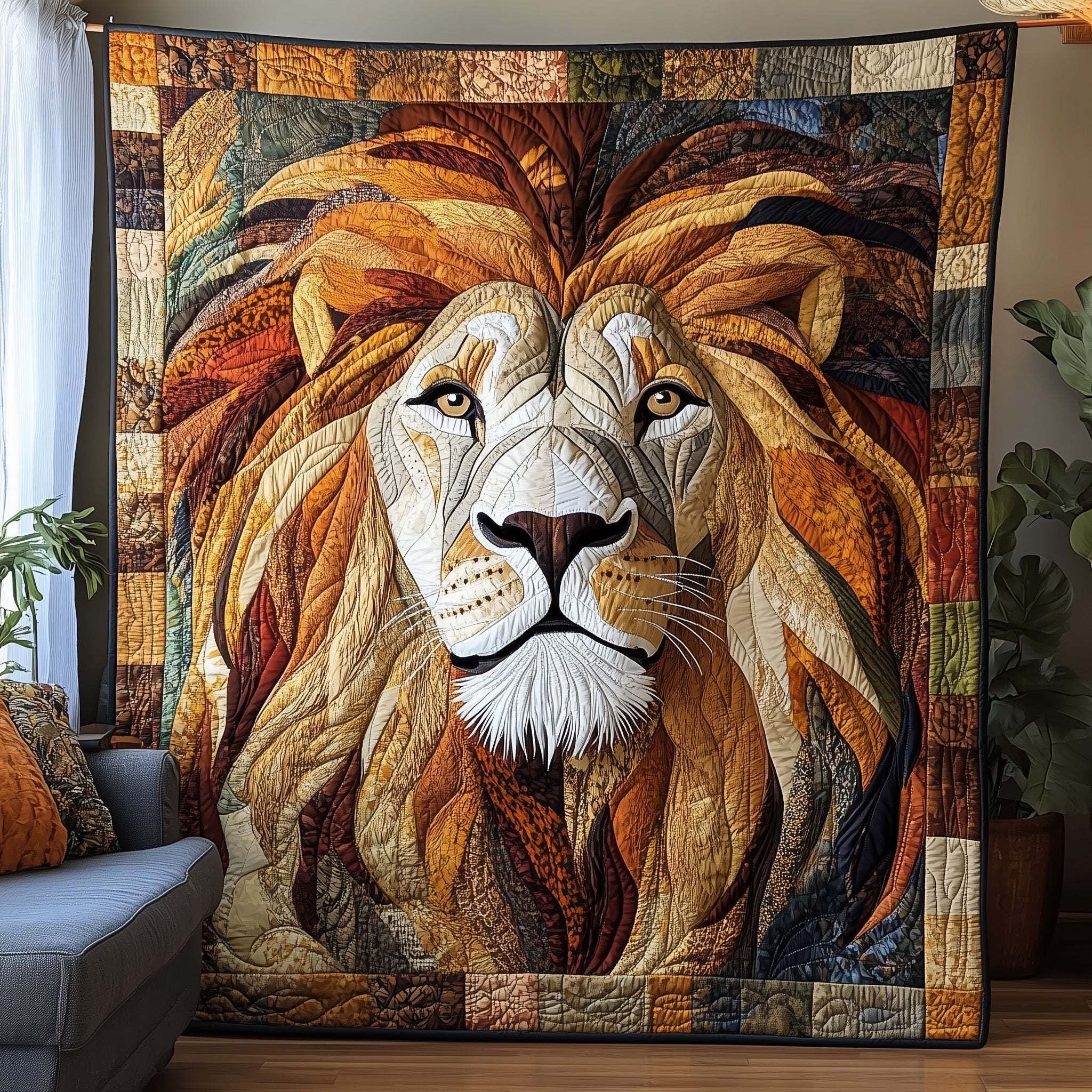 Pride of the Wild Quilted Blanket Merchandise Throw BlanketGood LionThemed Gifts