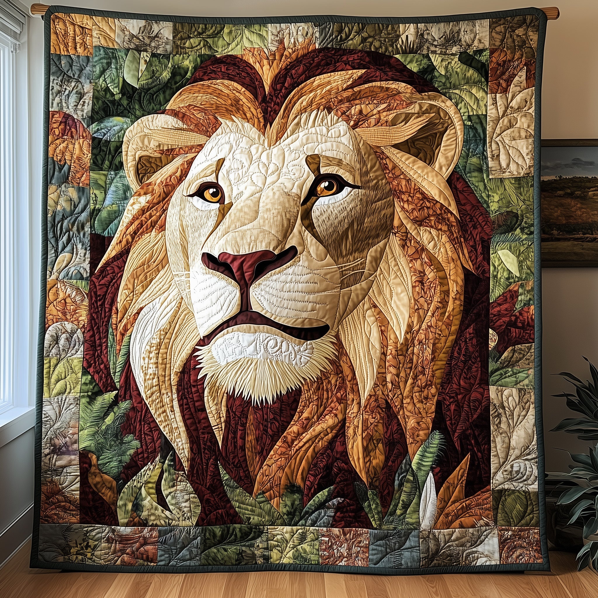 Pride of the Wild Quilted Blanket Merchandise Throw BlanketGreat Lion Themed Gifts