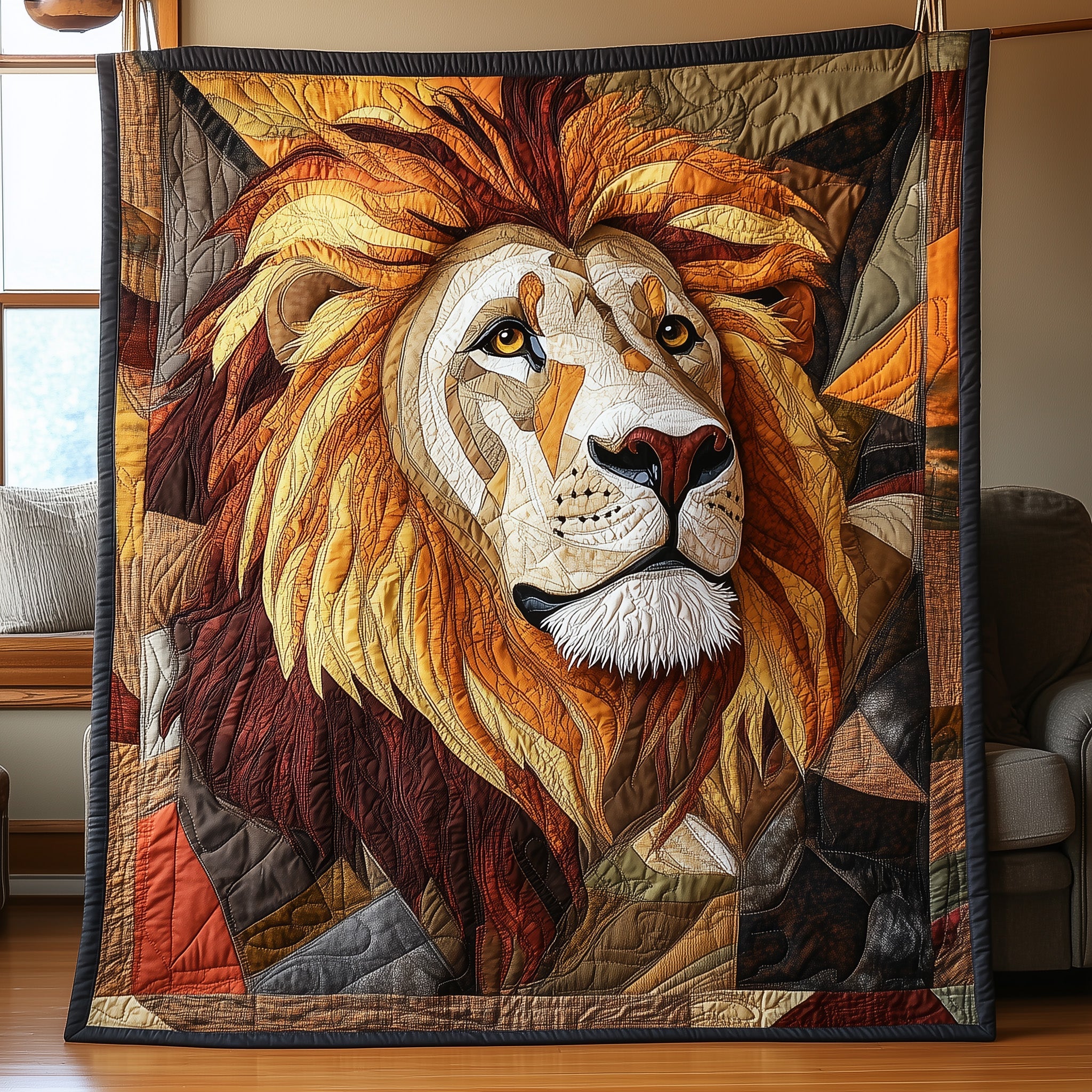Pride of the Wild Quilted Blanket Merchandise Throw BlanketPresents For People Who Love Lions