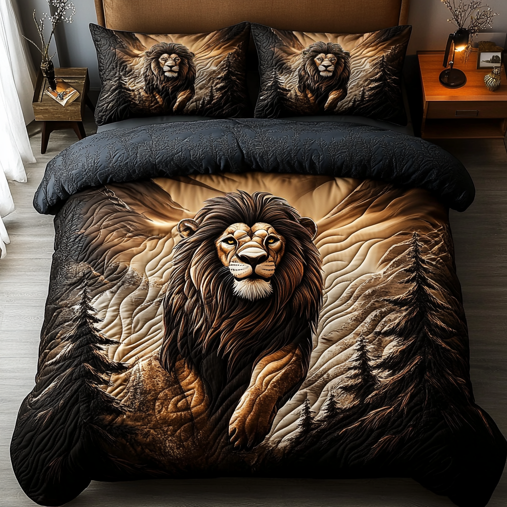Pride Power Quilted Bedding Set Cool Bedroom Decor Awesome Gifts For Lion Lovers
