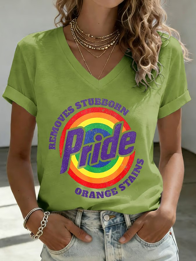 Pride Removes Stubborn Orange Stains V-Neck Shirt LGBT Pride Month Clothing Gift For Her 1
