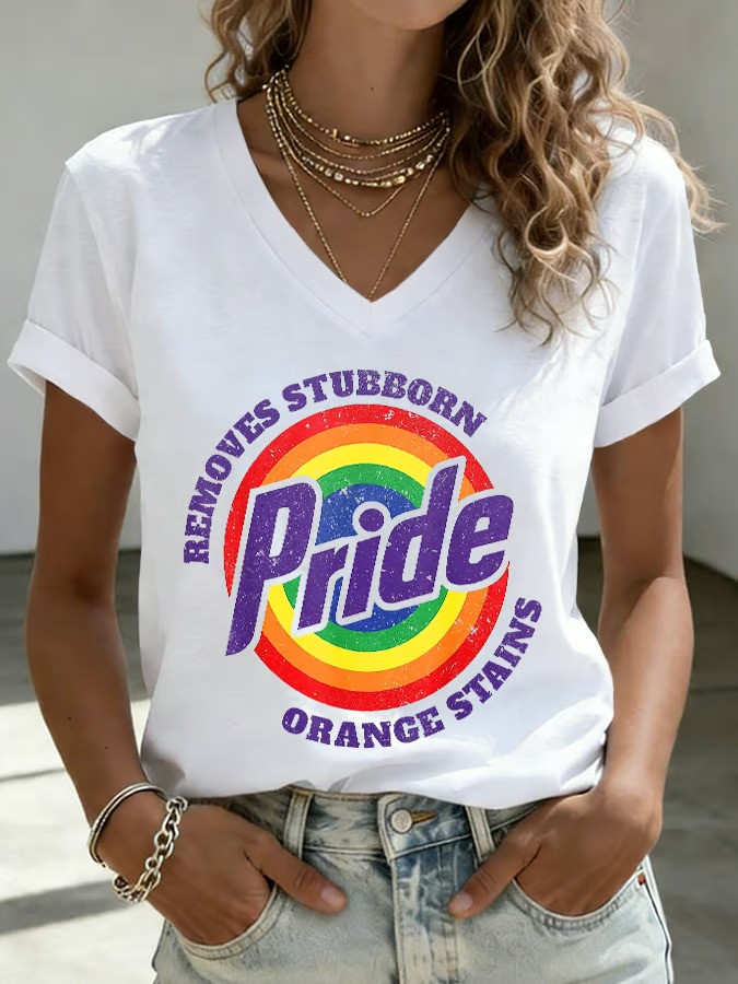 Pride Removes Stubborn Orange Stains V-Neck Shirt LGBT Pride Month Clothing Gift For Her 2