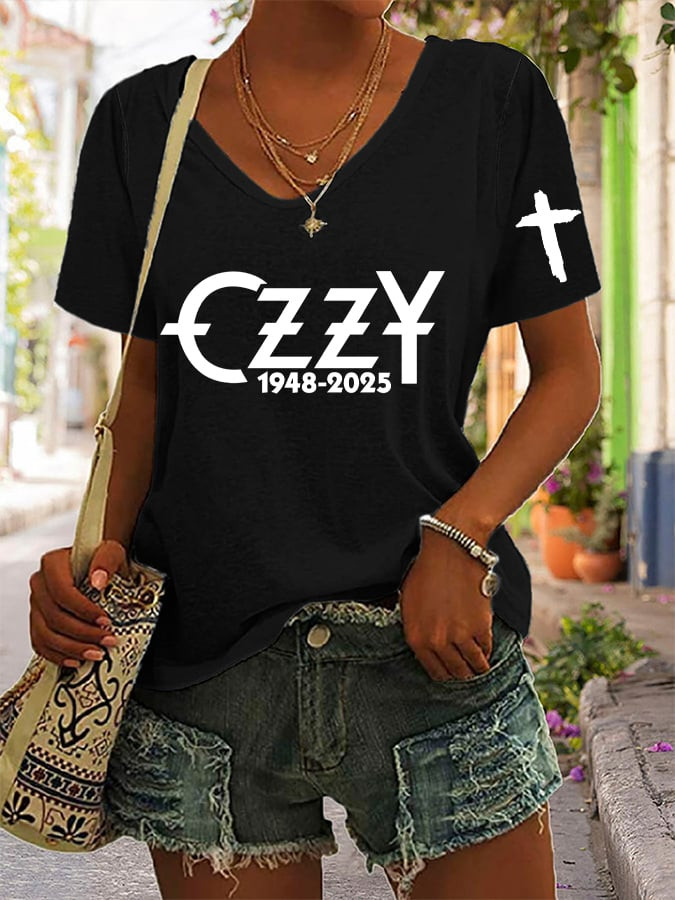 Prince Of Darkness Forever V-neck T-shirt Memorial OZ Shirt Gift For Music Lover