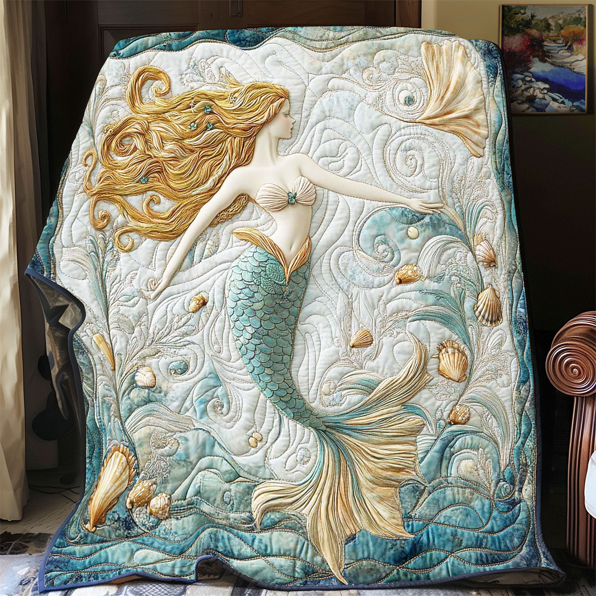 Princess Mermaid Quilted Blanket Christmas Throw Blanket Christmas Gifts For New Moms