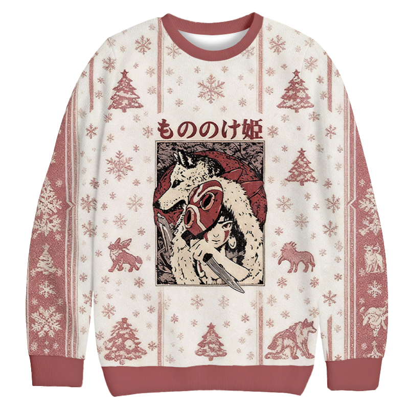 Princess Mononoke Christmas Ugly Sweatshirt Christmas Gift For Family Princess Mononoke Christmas Ugly Sweatshirt Christmas Gift For Family