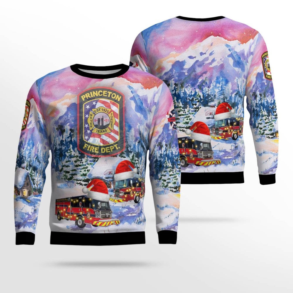 Princeton Texas Princeton Fire Department Christmas AOP Ugly Sweater Unisex Christmas Gift I