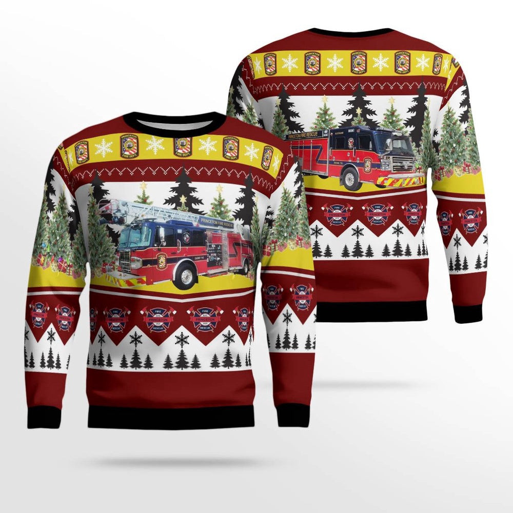 Princeton Texas Princeton Fire Department Christmas AOP Ugly Sweater Unisex Christmas Gift II