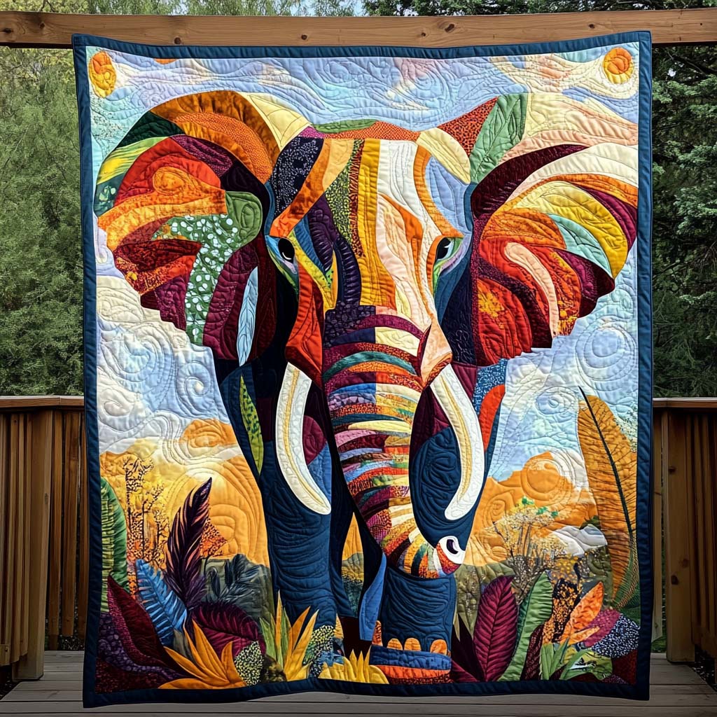 Prism Pachyderm Quilted Blanket Gift For Elephant Lover
