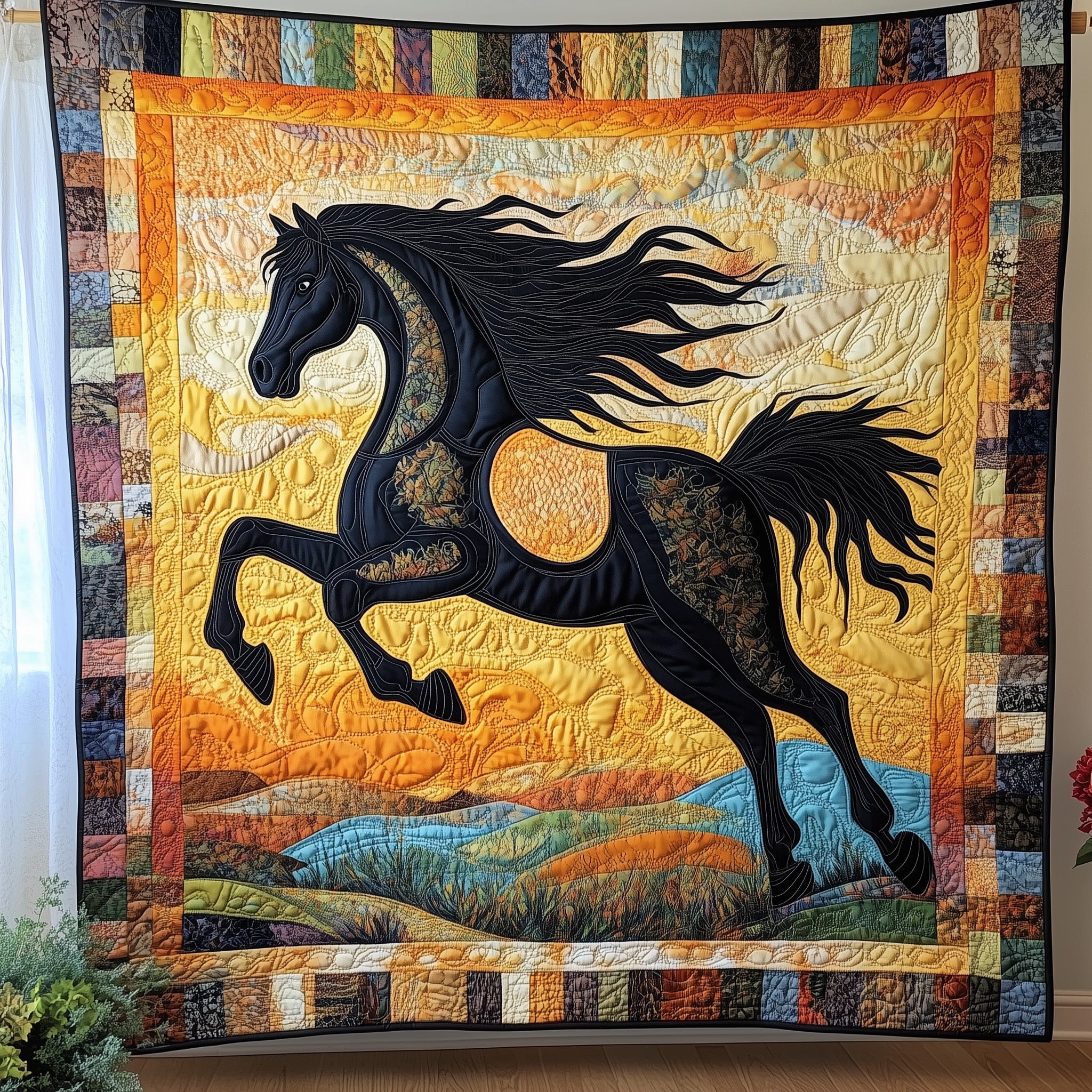 Prismatic Gallop Quilted Blanket Merchandise Throw BlanketGifts For Teenage Horse Lovers