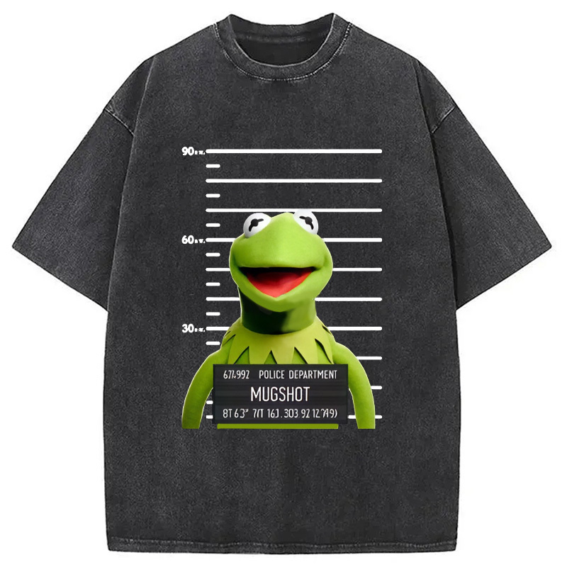 Prisoner Frog Pattern Washed T-Shirt Funny Graphic Gift For Friends Gifts For Brother Prisoner Frog Pattern Washed T-Shirt Funny Graphic Gift For Friends Gifts For Brother