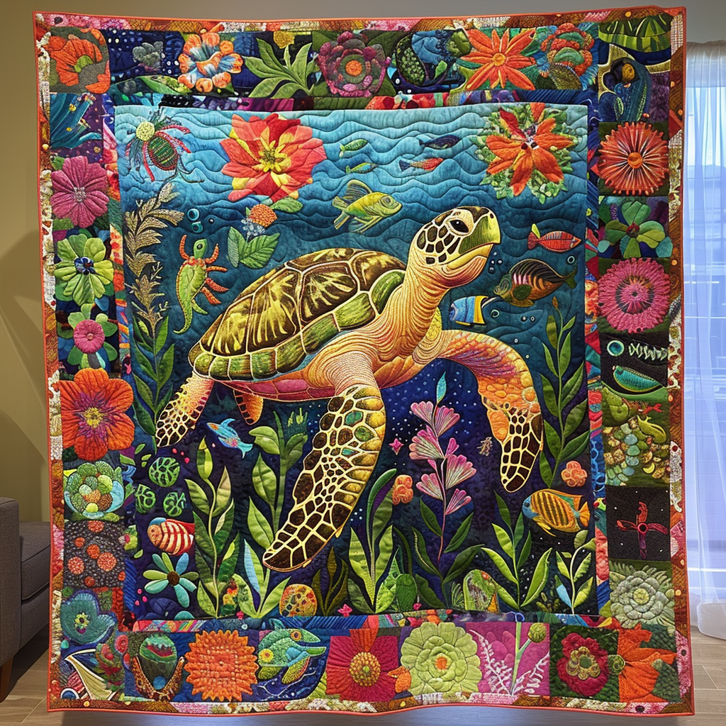 Pristine Turtles Quilted Blanket Turtle Gifts For Adults